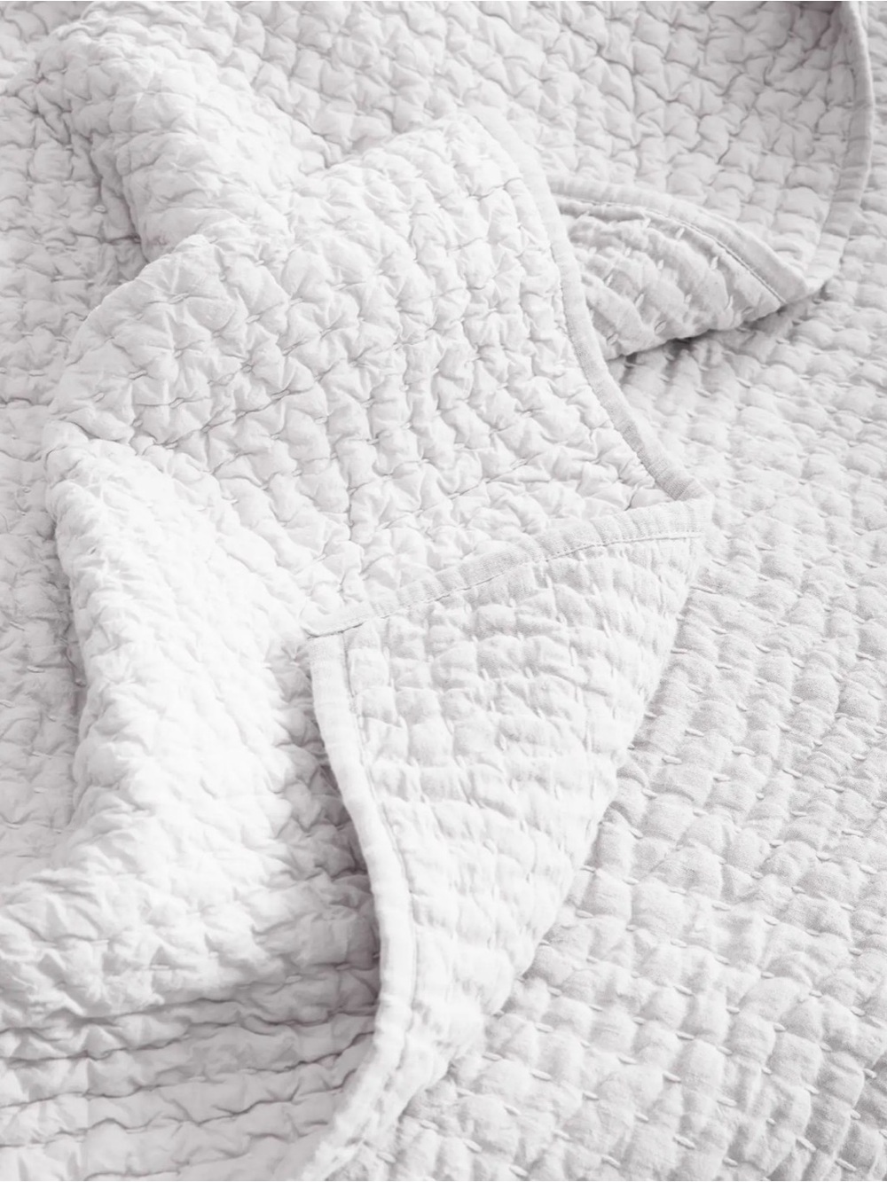 Quince European Linen Cotton Stitch Quilt - Full/Queen - White - Picture 4 of 5